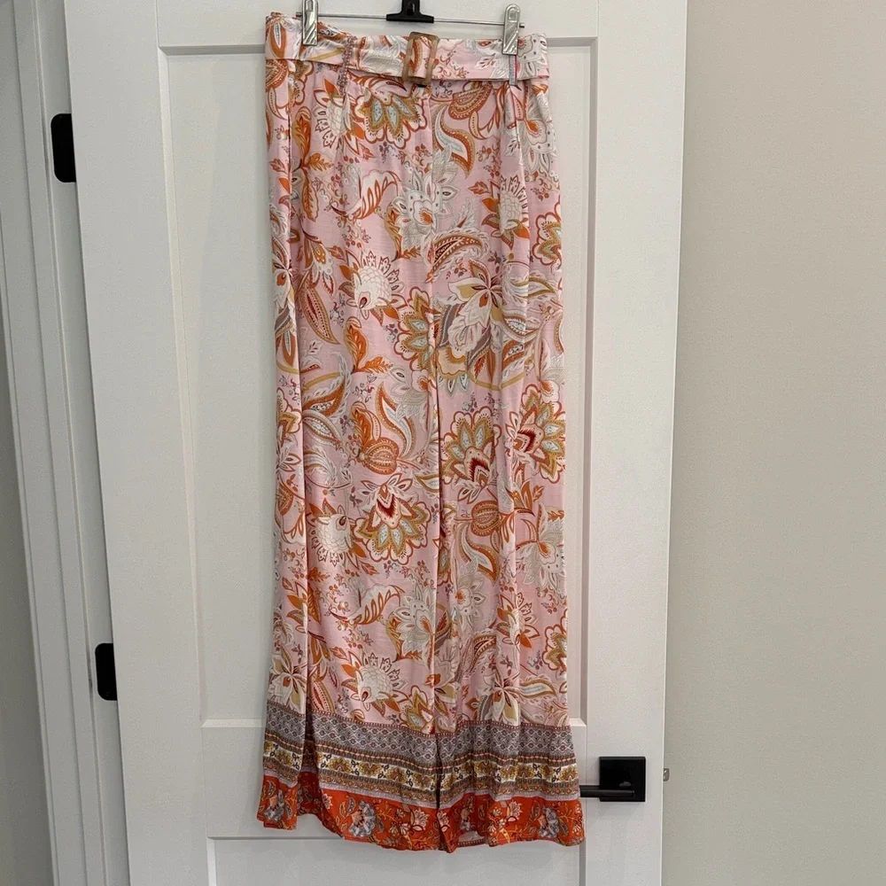 VICI Floral Pink and Orange Wide Leg Pants - Picture 1 of 3